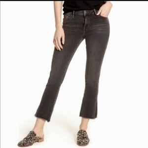 FREE PEOPLE Gray Fringe Cropped Mid Rise Straight Jeans